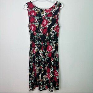 Red Floral Sleeveless High-low Dress Large